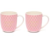 DRAEGER PARIS 1886 - Taza Cerámica Super Hija - Diseño Elegante con Mensaje en Oro Caliente - Azul/Rosa - 320 ml - Apta para Lavavajillas - Ideal Decoración y Detalle Especial (Paquete de 2)