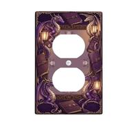 Dragon - Cubiertas de pared dúplex, diseño de farol gótico de fantasía, color violeta otoño, plástico, tamaño estándar, doble toma de corriente, para el hogar, sala de estar, decoración de