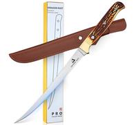 DRAGON RIOT Cuchillo fileteador,cuchillo de pesca de 18.5 cm de acero inoxidable con mango antideslizante, cuchillo profesional carne,con funda, apto para pescado y carne, regalo para hombres.