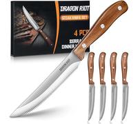 DRAGON RIOT Juego De 4 Cuchillos Para Carne, Cuchillo Para Carne Con Mango De Madera, Juego De Cuchillos De Mesa Con Embalaje De Regalo