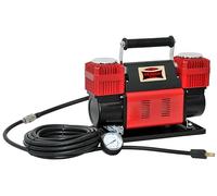 Dragon Winch Compresor aire portátil 12V | 10,3 BAR / 150 PSI con una capacidad de 300 l/min + manguera en espiral con manómetro, boquilla de válvula, bolsa de transporte, 3x boquillas intercambiables