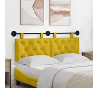 Drainlyn Cabecero colgante de terciopelo amarillo con diseño acolchado de botones, 150 x 55 x 7 cm, acolchado, montaje en pared con marco de metal, versátil como respaldo y panel de pared para