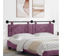Drainlyn Cabecero colgante de terciopelo morado con funda acolchada rectangular de 170 x 55 cm, montaje en pared, incluye soportes de metal, cómodo respaldo para dormitorio, cama doble y cama