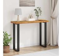 Drainlyn Mesa consola marrón de madera maciza de teca 100 x 35 x 75 cm, mesa auxiliar estrecha con estructura en U, para pasillo, pasillo, salón, oficina, organizador de almacenamiento