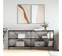 Drainlyn Mesa consola marrón roble y hierro 180 x 30 x 75 cm con espacio de almacenamiento, pasillo, salón, entrada, marco estable para estante y decoración