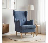 Drainlyn Sillón ARES azul con tapizado en tela, respaldo ergonómico, marco de madera y metal, cojín extraíble, 65 x 79 x 100 cm, asiento cómodo para salón, dormitorio y oficina