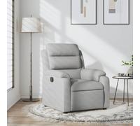 Drainlyn Sillón de relax de tela gris claro con función reclinable manual, respaldo y reposapiés ajustables, estructura de metal de madera, silla acolchada transpirable para salón, oficina, rincón de