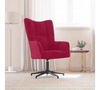 Drainlyn Sillón de relax de terciopelo rojo vino, 62 x 68 x 91 cm, giratorio 360 grados, con estructura de acero y base en cruz, para salón, oficina, salón, relajación, confort
