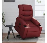 Drainlyn Sillón de relax eléctrico con ayuda para levantarse, piel sintética en color rojo vino, ajustable con función de descanso, marco de madera estable, cómodo sillón tapizado para salón y oficina