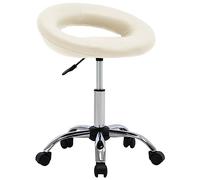 Drainlyn Taburete de trabajo con ruedas, piel sintética, altura regulable, con respaldo, silla ergonómica para ordenador, gaming, oficina en casa y oficina