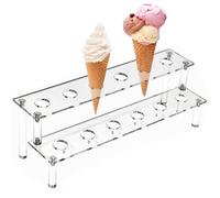 Dranng Soporte Para Conos De Helado De12 Agujeros, Soporte Para Conos De Barquillos Helados De 2 Capas Transparente Para Waffles Y Sushi, Ideal Para Bufés De Fiestas, Cumpleaños, Bodas Y Navidad