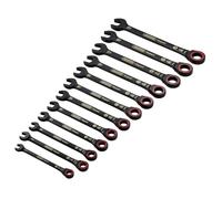 Draper 03896 Expert HI-TORQ - Juego de llaves combinadas de trinquete métricas, color negro (12 piezas)