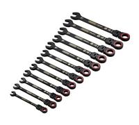 Draper 03929 Expert HI-TORQ - Juego de llaves combinadas métricas de cabeza flexible con carraca, color negro (12 piezas)