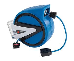 DRAPER 15051 Rollo de cable eléctrico retráctil, azul, 10 m