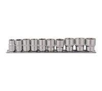 Draper 16400 - Lote de 10 llaves de vaso cuadradas en riel de metal, 3/8" de longitud