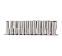 Draper 16403 - Juego de 12 llaves métricas de vaso de 1/2" en barra de metal