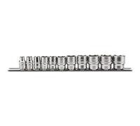 Draper 16493 - Juego de llaves de vaso imperial cuadradas de 3/8 pulgadas, 11 piezas en riel de metal, color azul