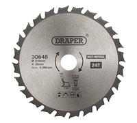 Draper 30648 TCT - Hoja de sierra circular multiusos, 210 x 30 mm, 24T, plata, talla única