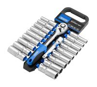 Draper Combinado MM / Af Socket Profundo Y Carraca Juego 1.3cmD 20 Piezas Cromo