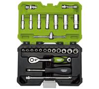 Draper Experto Métrico Enchufe Juego 0.6cmD Hex Verde 25 Piezas Deep & Estándar