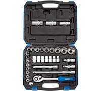 Draper hd33am cuadrada mm/AF combinado juego de llaves, Azul, 1/2-inch, juego de 33 piezas