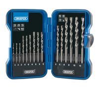 Draper TCT Broca Albañilería Juego 15 Piezas Carbono Acero Con Punta Carburo