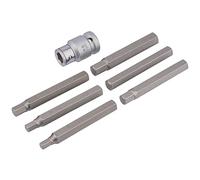 Draper Tools HX7/12 m/B hexagonal juego de puntas y soporte para muesca cuadrada de 1/2, Azul, 6 - 12 mm, set de 7 piezas