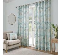 Dreams & Drapes - Cortinas de glicina de Huevo de Pato (117 x 137 cm), 2 Paneles, Ojales de Flores en Azul Huevo de Pato, Cortinas Florales para Puerta de Dormitorio o Sala de Estar