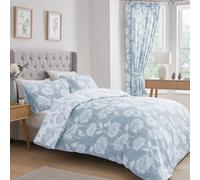 Dreams & Drapes - Funda de edredón con diseño de crisantemo Azul, tamaño King, Reversible, fácil de cuidar y Lavar, Ropa de Cama Azul, Ropa de Cama Floral Azul Claro, Juegos de Funda de edredón con