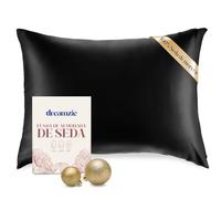 DREAMZIE Doble Cara 100% 19 mm Funda de Almohada de Seda Pura de moras para la Salud del Cabello y la Piel Funda, de Almohada con Cremallera Oculta, 1 Pieza, 40x80 cm, Negro
