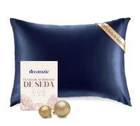 DREAMZIE Doble Cara 100% 19 mm Funda de Almohada de Seda Pura de moras para la Salud del Cabello y la Piel Funda, de Almohada con Cremallera Oculta, 1 Pieza, 40x60 cm, Azul Oscuro