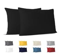Dreamzie Funda Almohada 40x60 Negro (Juego de 2), 100% Algodón, Oeko-Tex