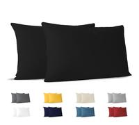Dreamzie - Funda Almohada 40x70 cm - Juego de 2-100% Algodón - Negro