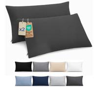 Dreamzie Funda Almohada 40x70cm - Lote de 2 de Microfibra con Cremallera Certficadas Oeko Tex - Funda Almohada Suave y Cepillada - Gris Oscuro