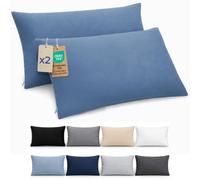 Dreamzie Funda Almohada 40x70cm - Lote de 2 de Microfibra con Cremallera Certficadas Oeko Tex - Funda Almohada Suave y Cepillada - Azul