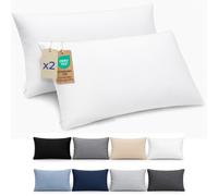 Dreamzie Funda Almohada 50x70cm - Lote de 2 de Microfibra con Cremallera Certficadas Oeko Tex - Funda Almohada Suave y Cepillada - Blanco