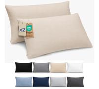 Dreamzie Funda Almohada 50x70cm - Lote de 2 de Microfibra con Cremallera Certficadas Oeko Tex - Funda Almohada Suave y Cepillada - Beige