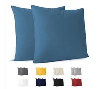Dreamzie - Funda Almohada 60x60 cm - Juego de 2-100% Algodón - Azul