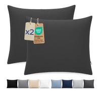 Dreamzie Funda Almohada 60x60cm - Lote de 2 de Microfibra con Cremallera Certficadas Oeko Tex - Funda Almohada Suave y Cepillada - Negro