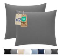 Dreamzie Funda Almohada 60x60cm - Lote de 2 de Microfibra con Cremallera Certficadas Oeko Tex - Funda Almohada Suave y Cepillada - Antracita