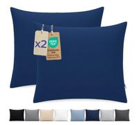 Dreamzie Funda Almohada 65x65cm - Lote de 2 de Microfibra con Cremallera Certficadas Oeko Tex - Funda Almohada Suave y Cepillada - Azul Oscuro