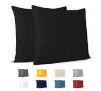 Dreamzie - Funda Almohada 80x80 cm - Juego de 2-100% Algodón - Negro