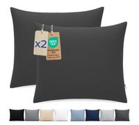 Dreamzie Funda Almohada 80x80cm - Lote de 2 de Microfibra con Cremallera Certficadas Oeko Tex - Funda Almohada Suave y Cepillada - Gris Oscuro