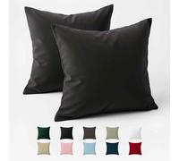 Dreamzie Funda Almohada Algodón Reforzado 65x65cm, Pack de 2, Antracita