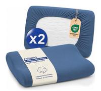 Dreamzie Funda Almohada para Cojín de Salud, Lote de 2-95% Algodón, 5% Elastano - Funda de Almohada Lavable - Azul, 40-50 x 60-75cm