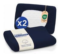 Dreamzie Funda Almohada para Cojín de Salud, Lote de 2-95% Algodón, 5% Elastano - Funda de Almohada Lavable - Azul Oscuro, 40-50 x 60-75cm