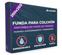Dreamzie Funda Colchon de Plástico Opaco 200x200 cm, Protector Colchon para Mudanza, Almacenamiento y Transporte con Cremallera (Grosor 35 cm), Resistente a Desgarros