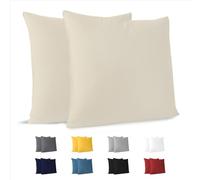 Dreamzie Funda de Almohada Algodón 80x80 cm Beige (Juego de 2), Oeko-Tex