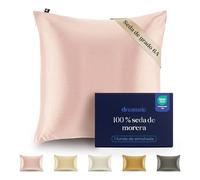 Dreamzie Funda de Almohada de 100% Seda 40 x 40 cm - 22 Momme Seda de Morera, Grado 6A, Certificado Oeko-Tex - Lujo para el Cabello y la Piel, 1 Unidad (Rosa)