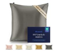 Dreamzie Funda de Almohada de 100% Seda 40 x 40 cm - 22 Momme Seda de Morera, Grado 6A, Certificado Oeko-Tex - Lujo para el Cabello y la Piel, 1 Unidad (Gris Oscuro)